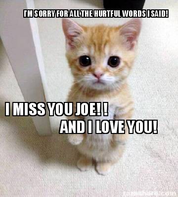 Meme Creator - Funny I'M SORRY FOR ALL THE HURTFUL WORDS I SAID! I MISS ...