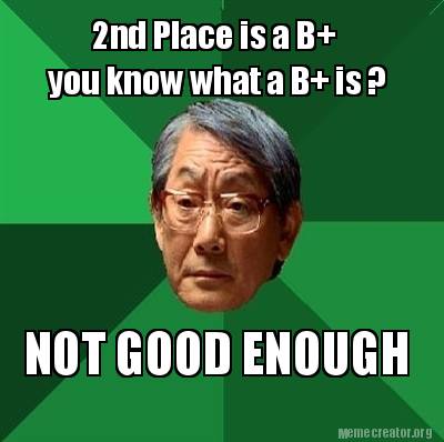 Meme Creator Funny 2nd Place Is A B You Know What A B Is Not Good Enough Meme Generator At Memecreator Org