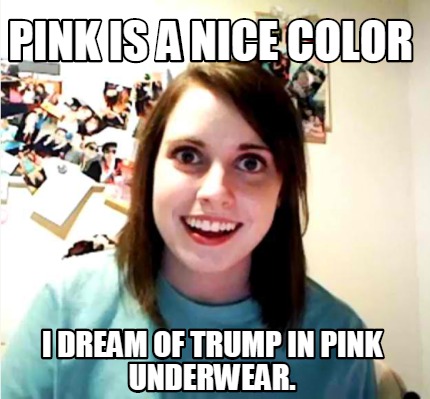 Meme Creator - Funny pink is a nice color i dream of trump in pink ...