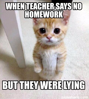 Meme Creator - Funny When teacher says no homework but they were lying ...