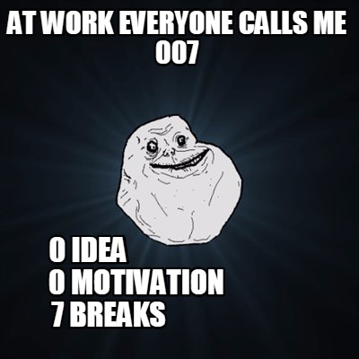 Meme Creator Funny At Work Everyone Calls Me 007 0 Idea 0 Motivation 7 Breaks Meme Generator At Memecreator Org