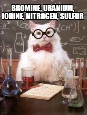 bromine-uranium-iodine-nitrogen-sulfur