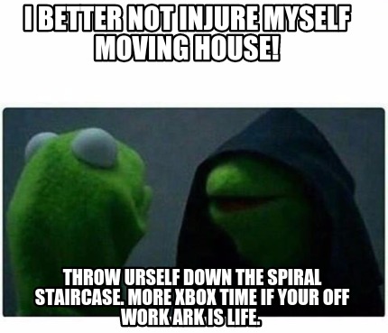 Meme Creator Funny I Better Not Injure Myself Moving House Throw Urself Down The Spiral Staircase Meme Generator At Memecreator Org