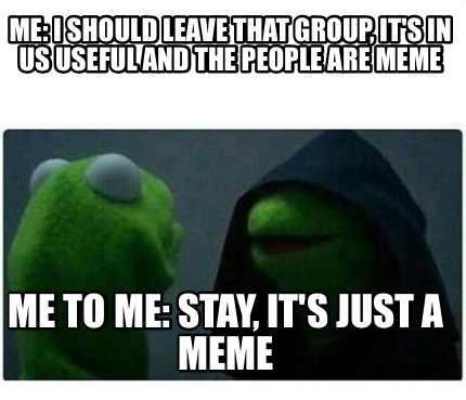 Meme Creator - Me: I should leave that group, it's in us useful and the ...