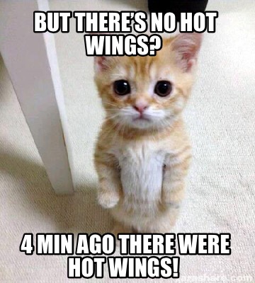 Meme Creator - Funny But there’s no hot wings? 4 min ago there were hot ...