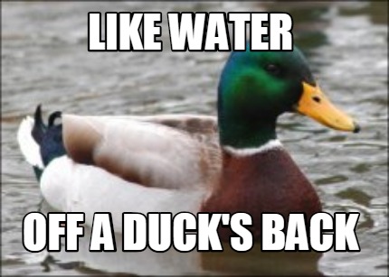 Meme Creator - Funny lIKE WATER OFF A DUCK'S BACK Meme Generator at ...