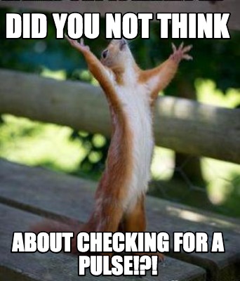 Meme Creator - Funny did you not think about checking for a pulse ...