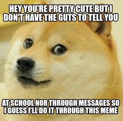 Meme Creator Funny Hey You Re Pretty Cute But I Don T Have The Guts To Tell You At School Nor Throu Meme Generator At Memecreator Org