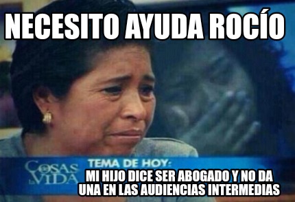 Meme Creator Funny Necesito Ayuda Rocio Mi Hijo Dice Ser Abogado Y No Da Una En Las Audiencias Int Meme Generator At Memecreator Org