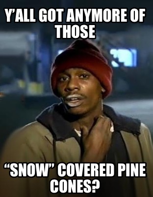 Meme Creator - Funny Y’all got anymore of those “Snow” covered pine ...