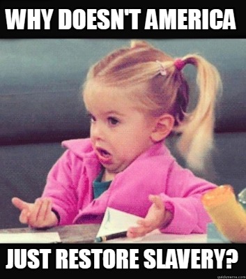 Meme Creator - Funny Why doesn't America just restore slavery? Meme ...