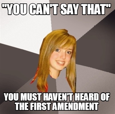 Meme Creator Funny You Can T Say That You Must Haven T Heard Of The First Amendment Meme Generator At Memecreator Org