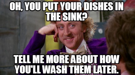 Meme Creator - Funny Oh, you put your dishes in the sink? Tell me more ...