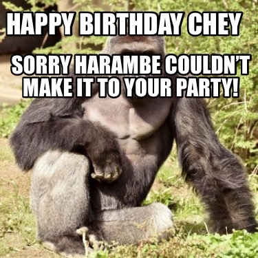 Meme Creator - Funny Happy Birthday Chey Sorry Harambe couldn’t make it ...
