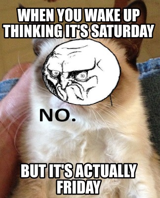 Meme Creator - Funny when you wake up thinking it's saturday but it's ...