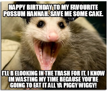 Meme Creator - Funny Happy Birthday to my favourite possum Hannah. Save ...