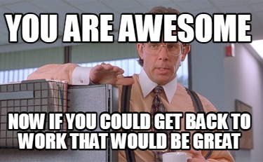 Meme Creator - Funny You are Awesome Now if you could get back to work ...