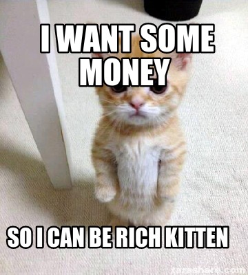 Meme Creator - Funny I want some money so I can be rich kitten Meme ...