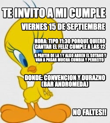 Meme Creator Funny Te Invito A Celebrar Mi Primera Funa No Faltes