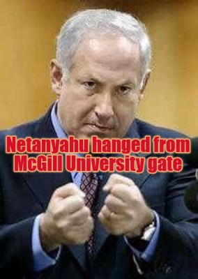 netanyahu-hanged-from-mcgill-university-gate