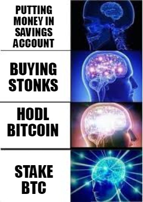 putting-money-in-savings-account-stake-btc-buying-stonks-hodl-bitcoin